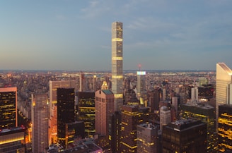high rise buildings during night time