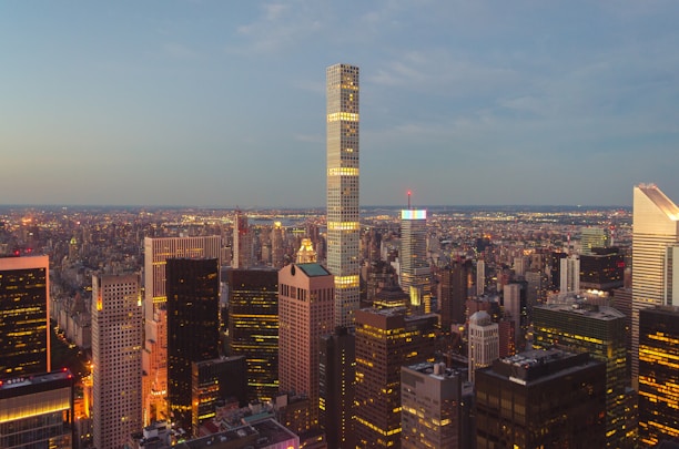 high rise buildings during night time