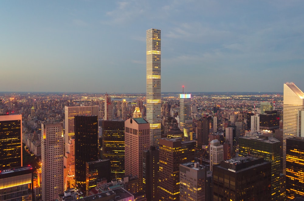 high rise buildings during night time