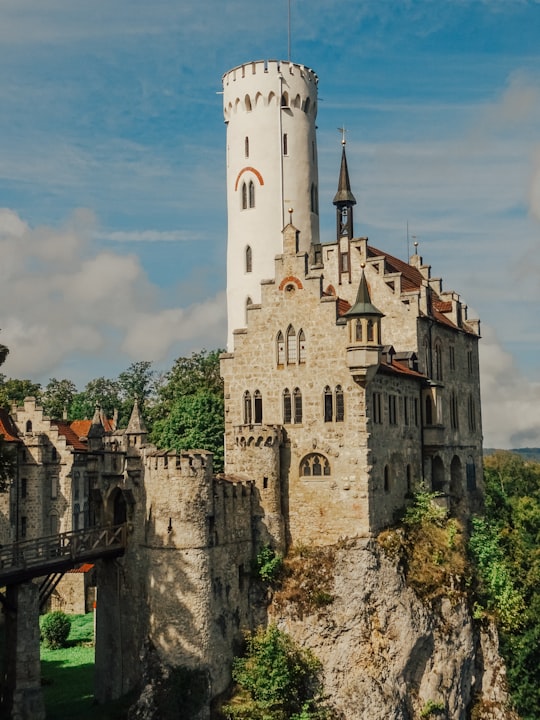 white and gray concrete building under blue sky during daytime in Lichtenstein Castle Germany