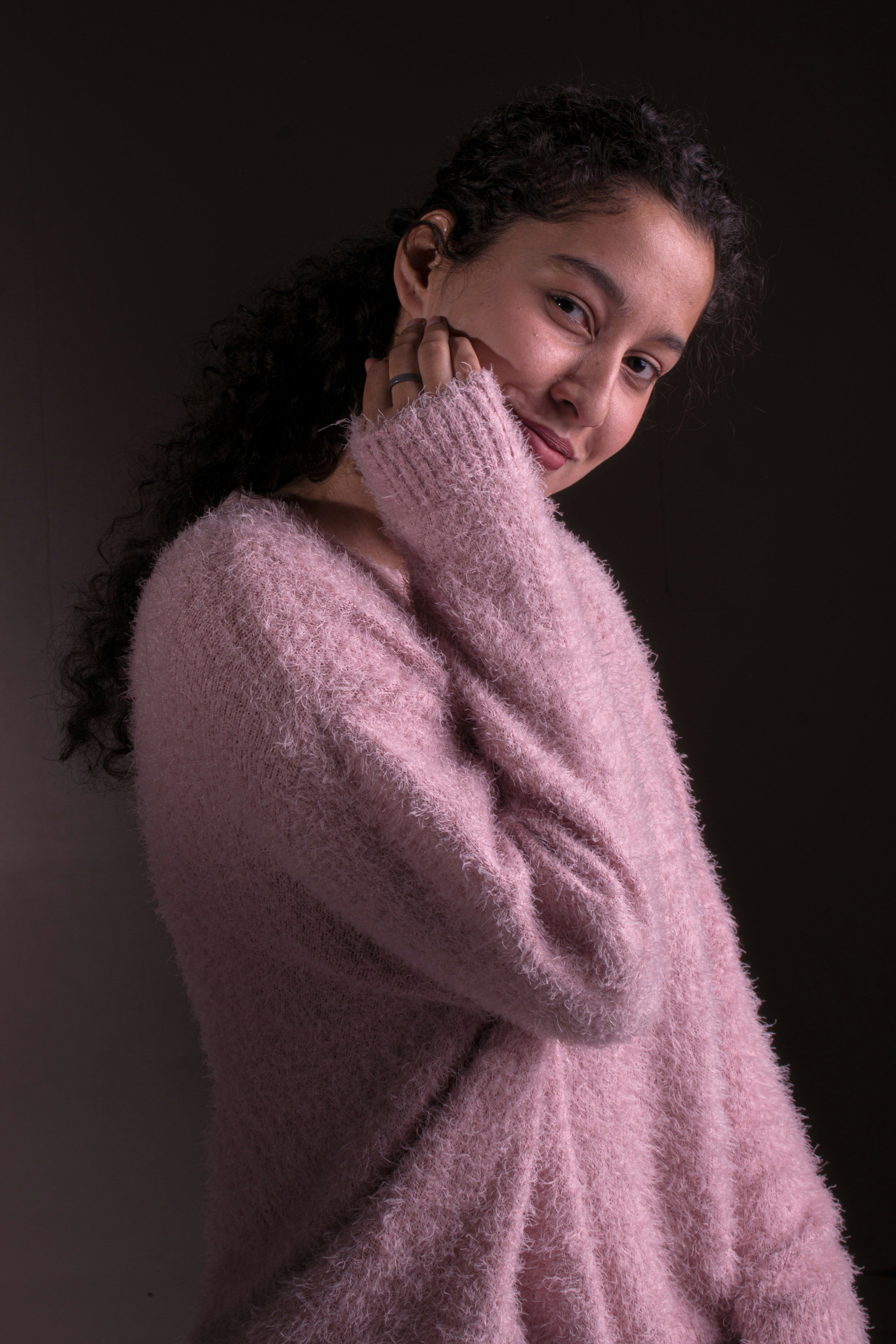 girl in pink bath robe