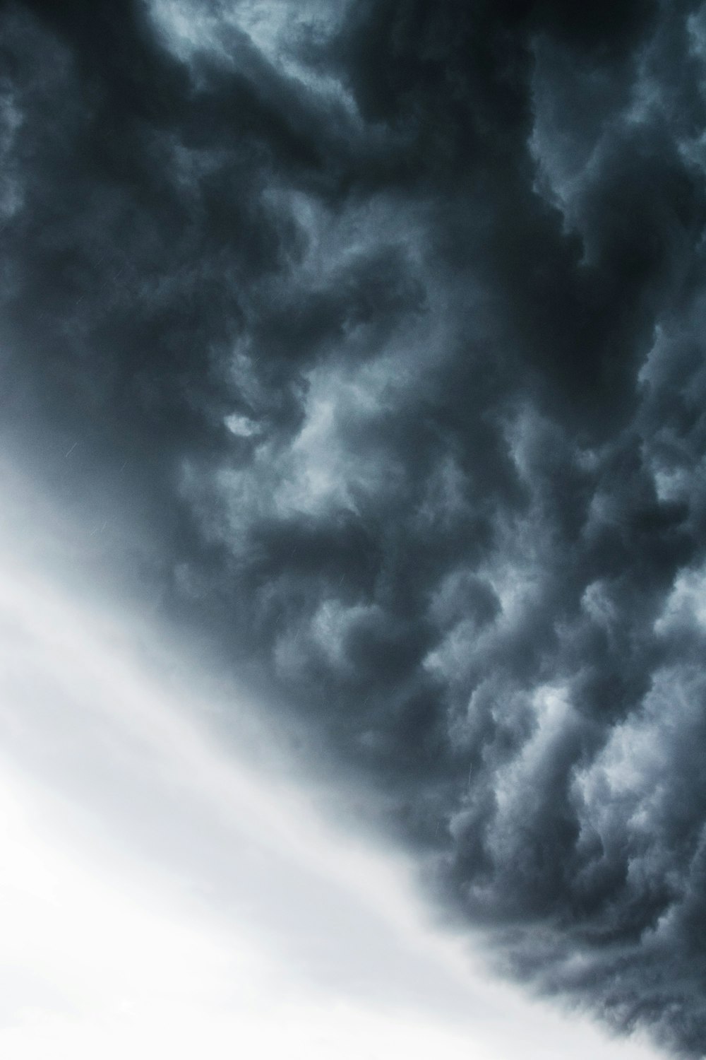 a plane flying in the sky with a lot of dark clouds