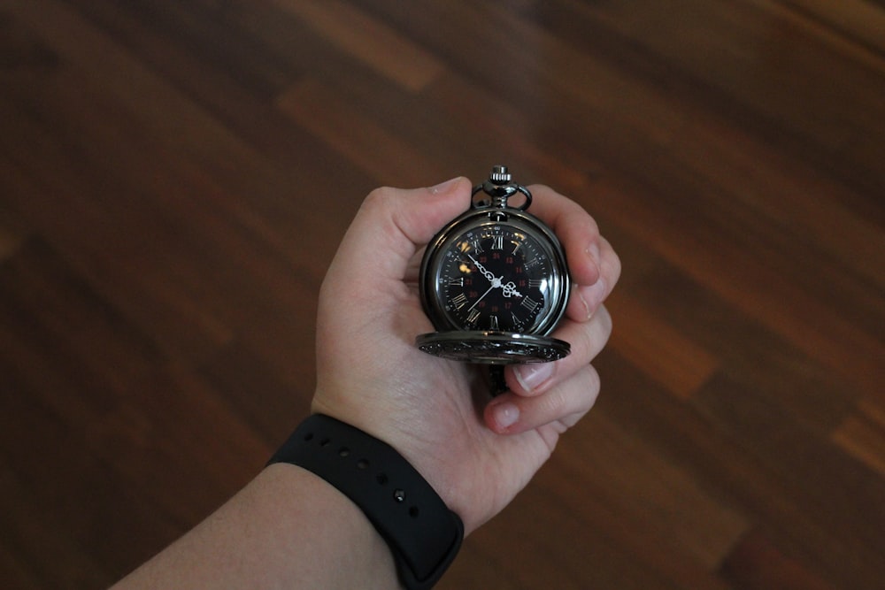 black and silver chronograph watch