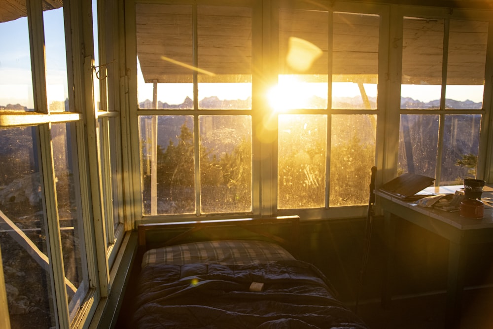 white wooden framed glass window