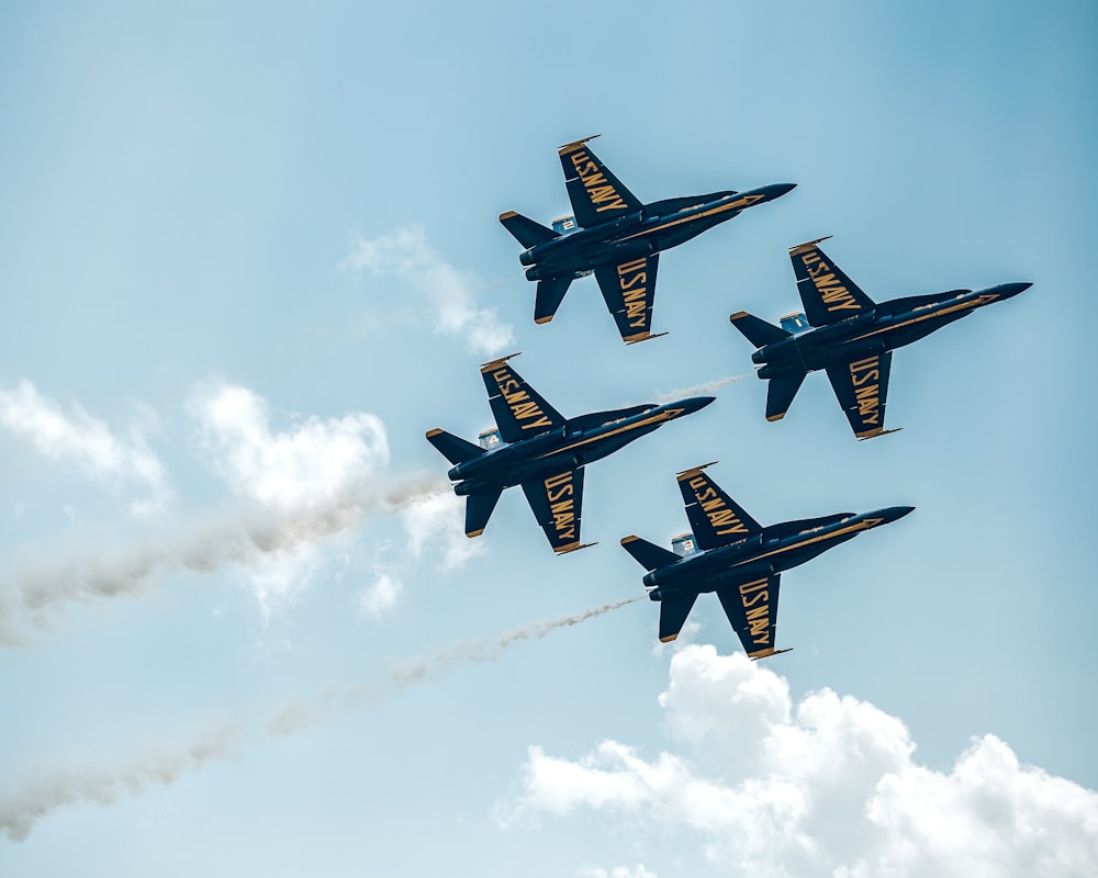 black jet plane in mid air during daytime