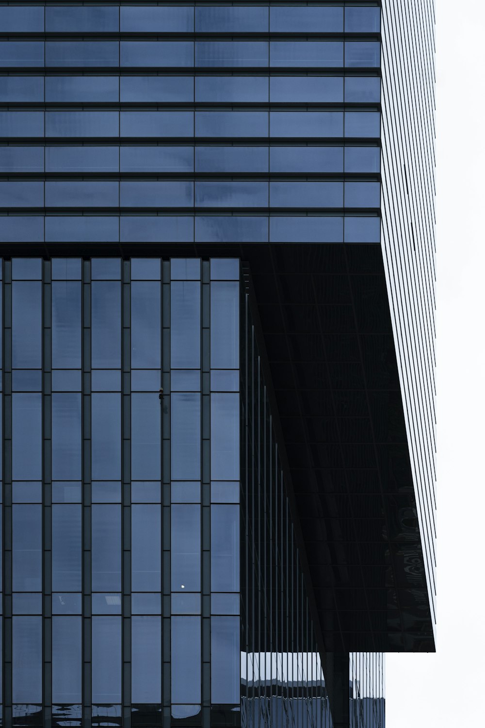 black and white glass walled high rise building