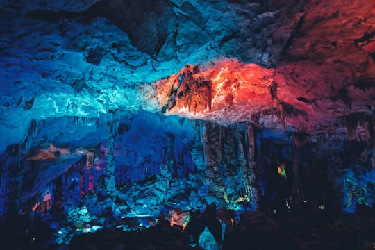 blue and brown abstract painting in Reed Flute Cave China