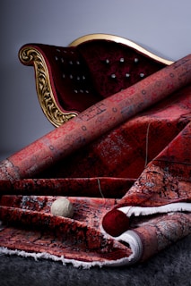 red and gold floral textile