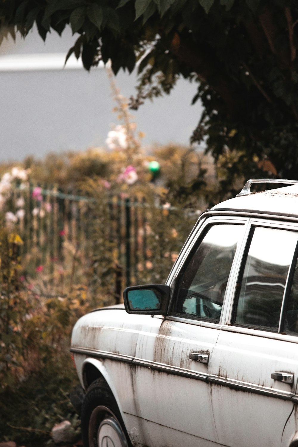 white car in tilt shift lens