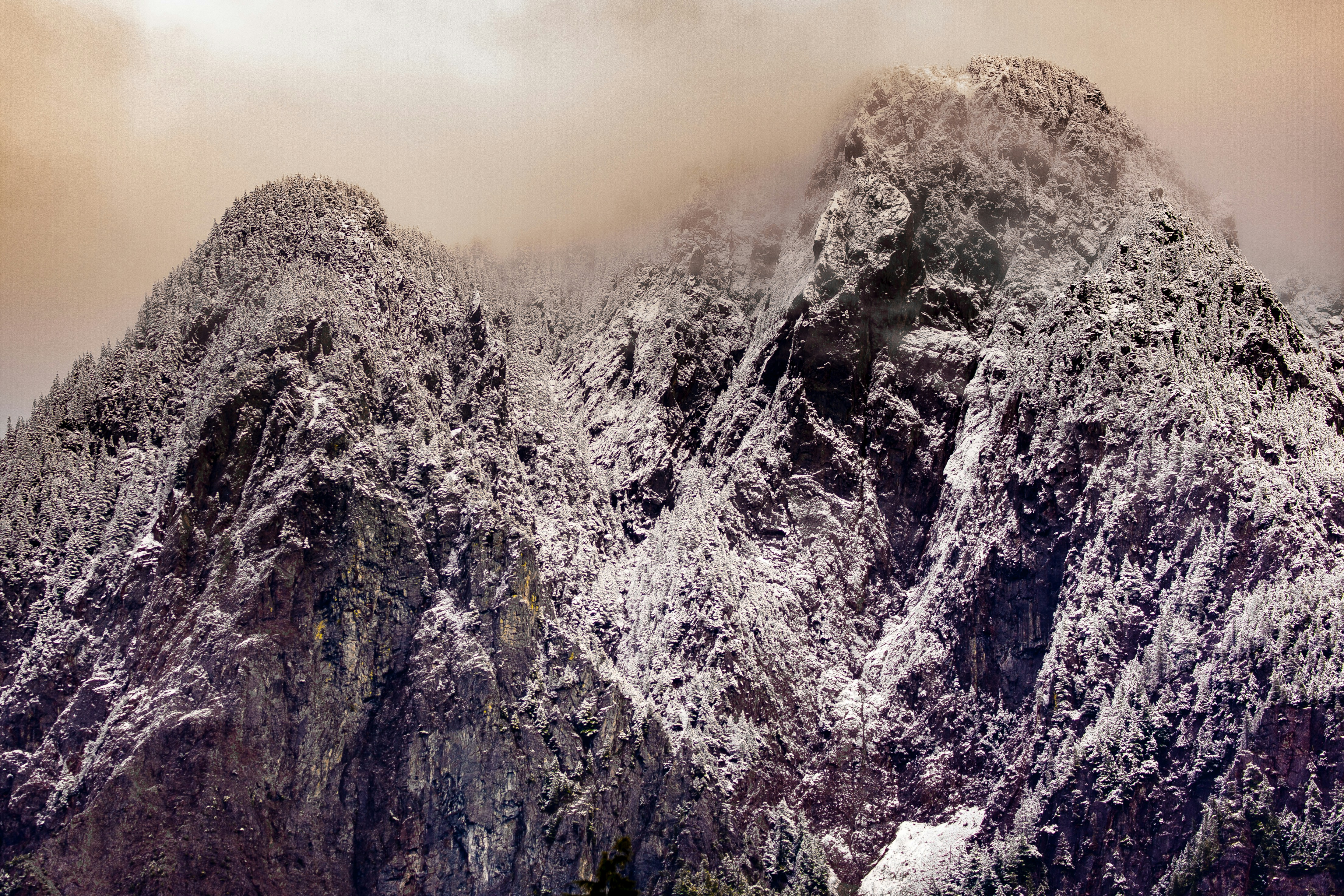 gray and black mountain under white sky pacific northwest teams background