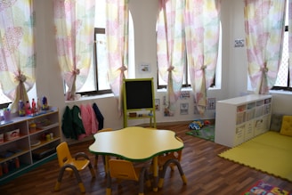 white and pink floral window curtain