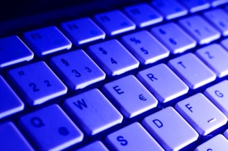 blue and white computer keyboard