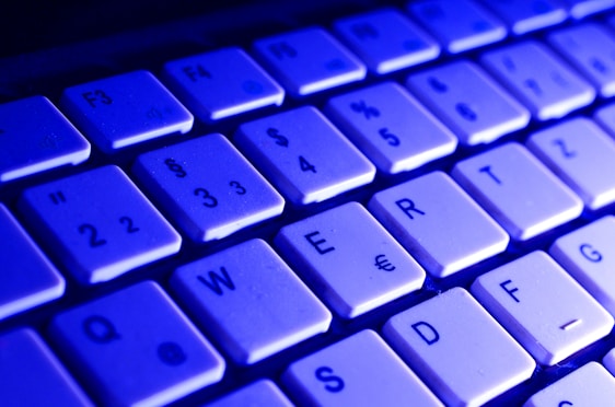 blue and white computer keyboard