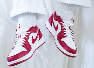 red and white nike sneakers