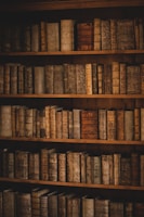 brown wooden book shelf with books