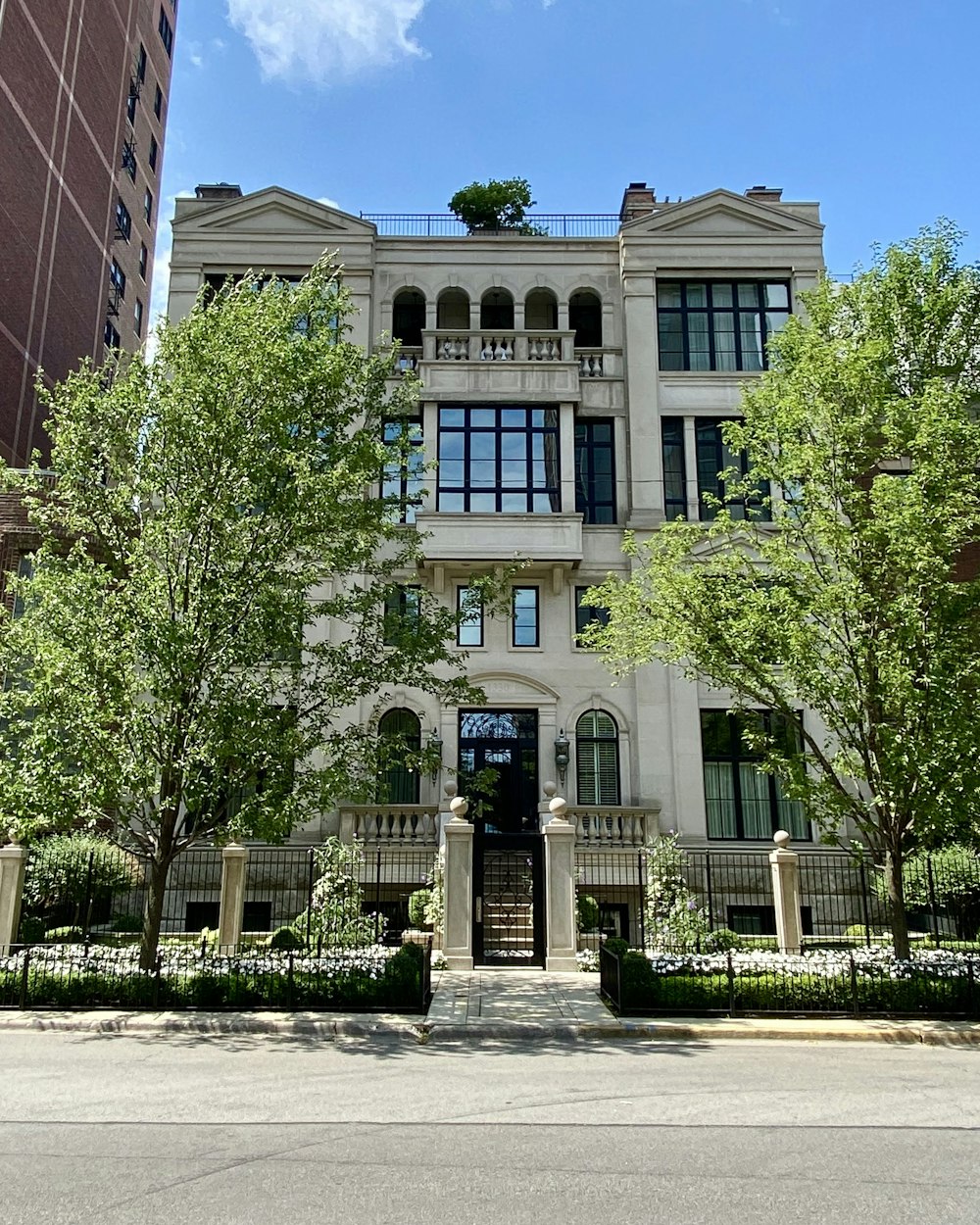 green trees in front of brown concrete building