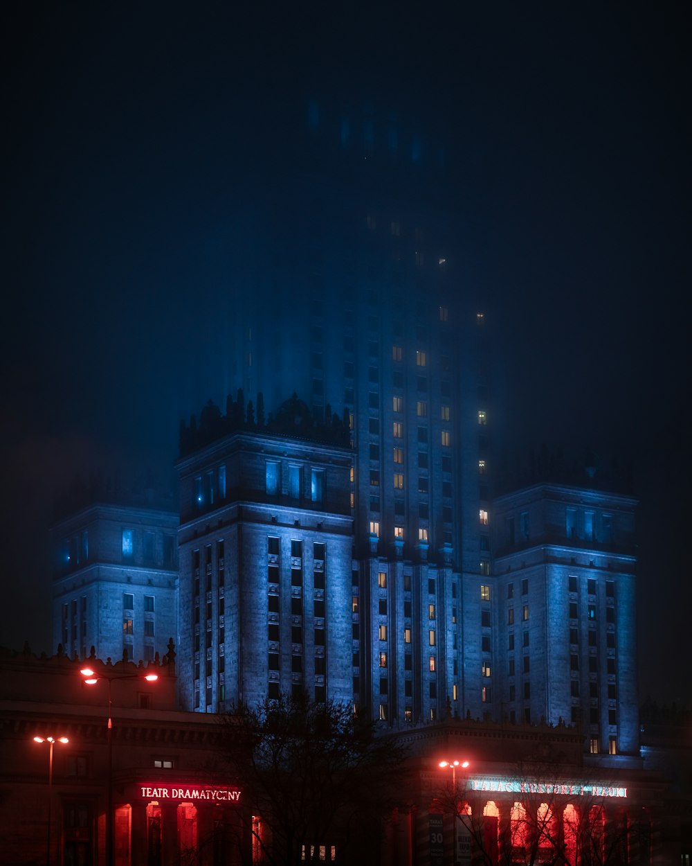 white concrete building during night time