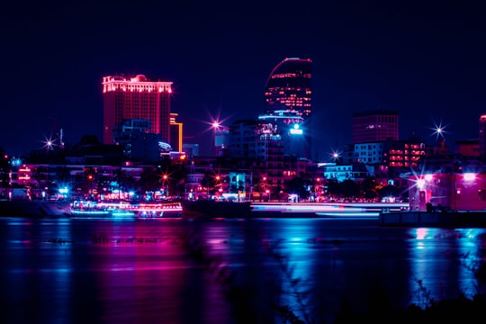 city skyline during night time in Phnom Penh Cambodia