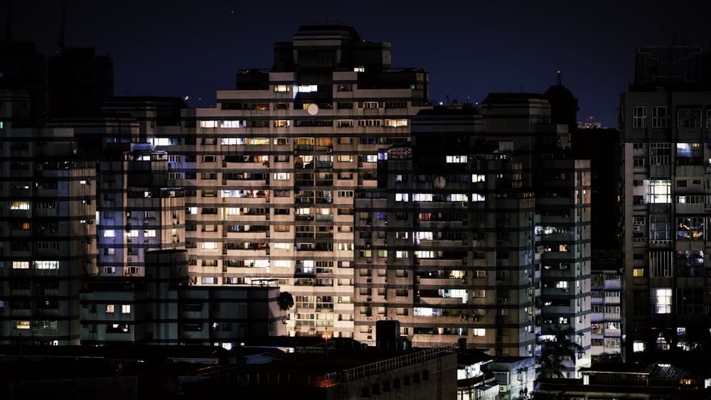 brown concrete building during night time