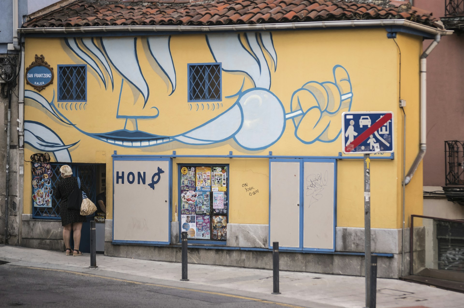 blue and white painted wall