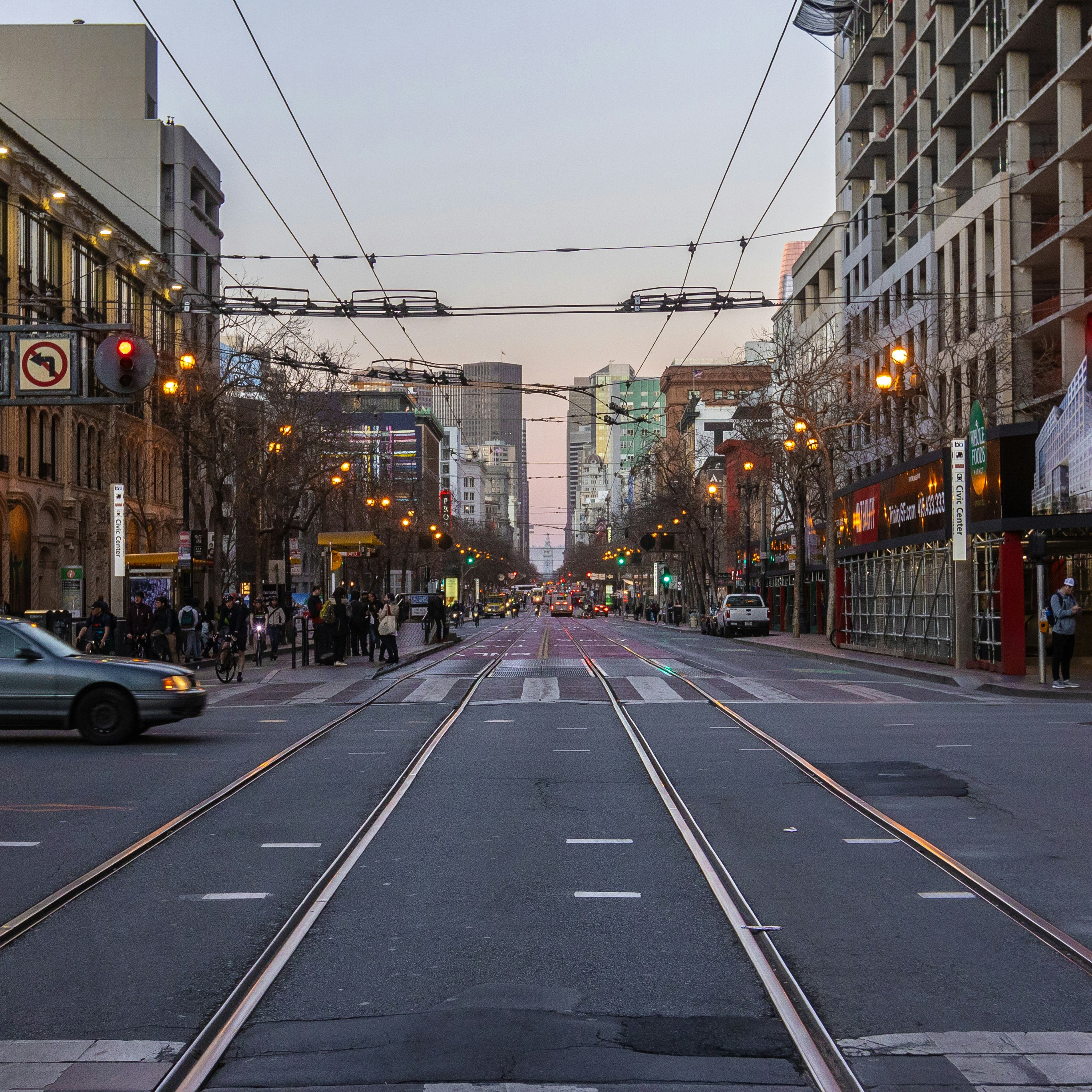 Market Street at Sunset in san Fransisco