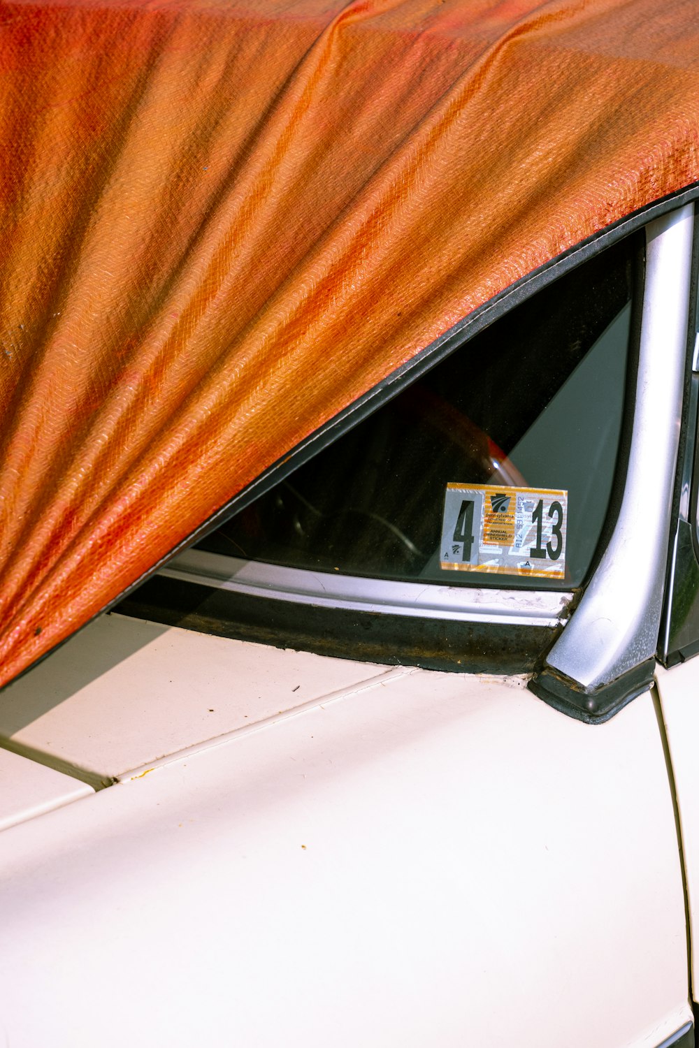brown curtain on car door