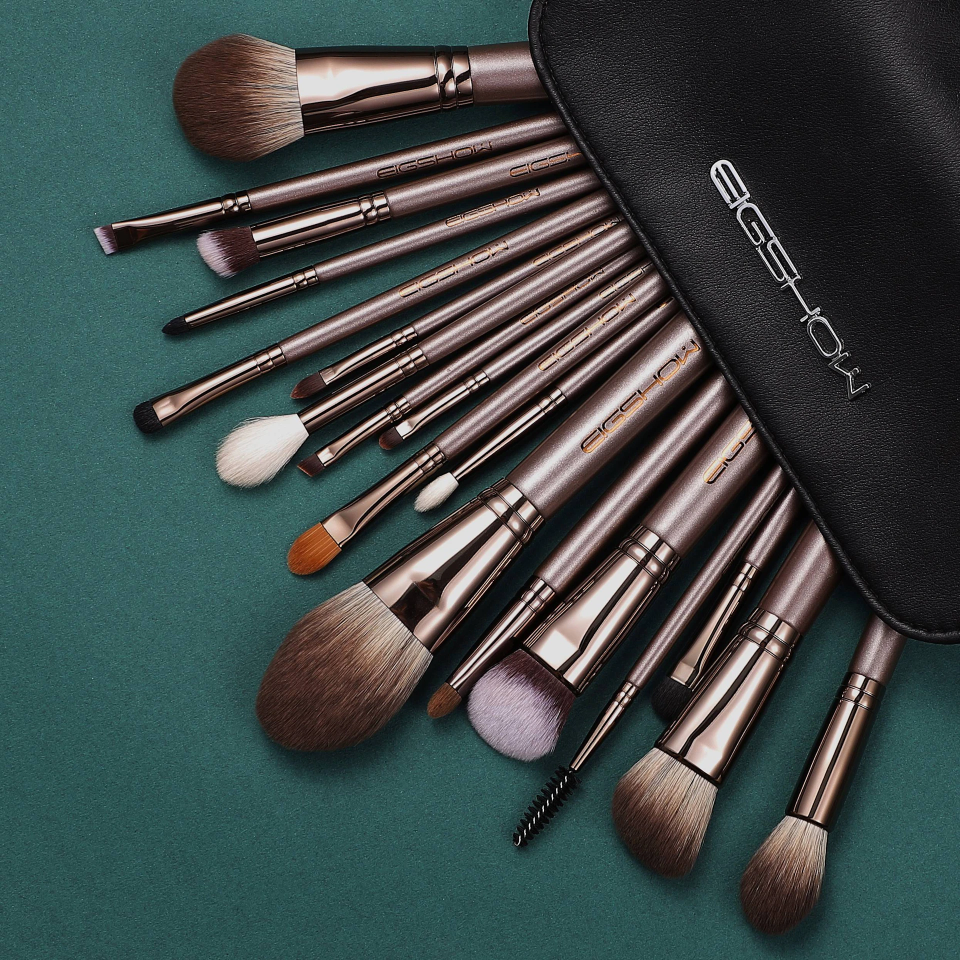 a black case filled with lots of makeup brushes