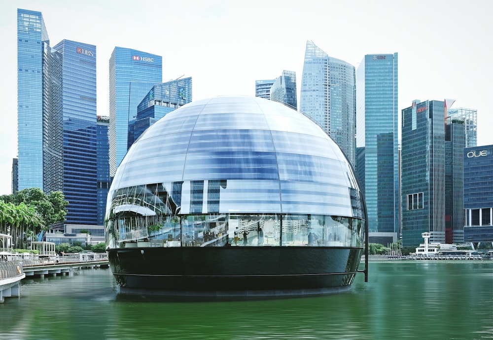 gray and black glass building