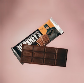 hersheys chocolate bar on white surface