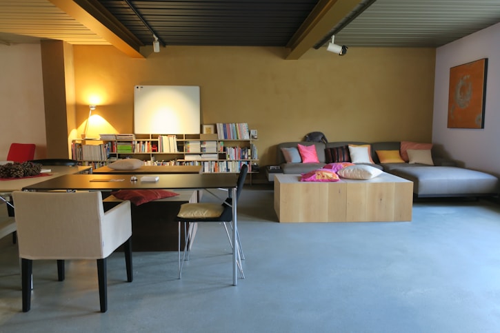 brown wooden table with chairs
