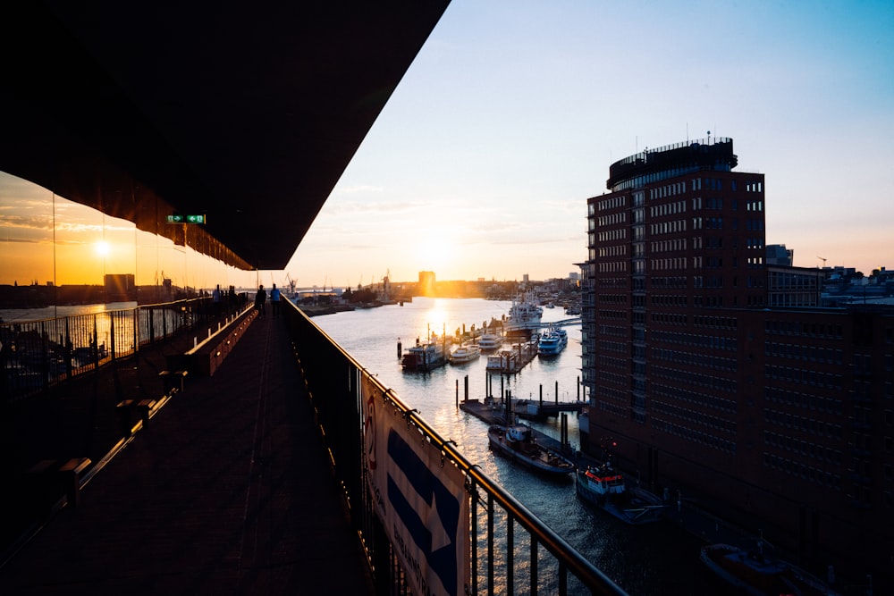 boat on dock during sunset