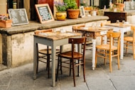 brown wooden table with chairs