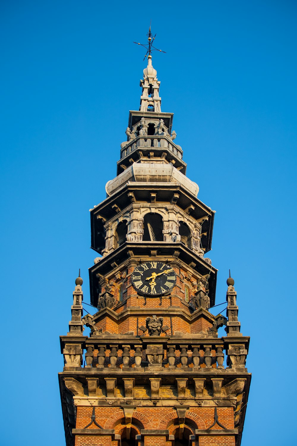 brown and white tower clock