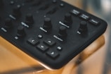 Close-up of a professional color grading panel in use