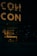 Dimly lit interior space with a reflective surface showing the word 'CON'. The lighting creates a warm atmosphere with a focus on a modern interior design visible through a window.