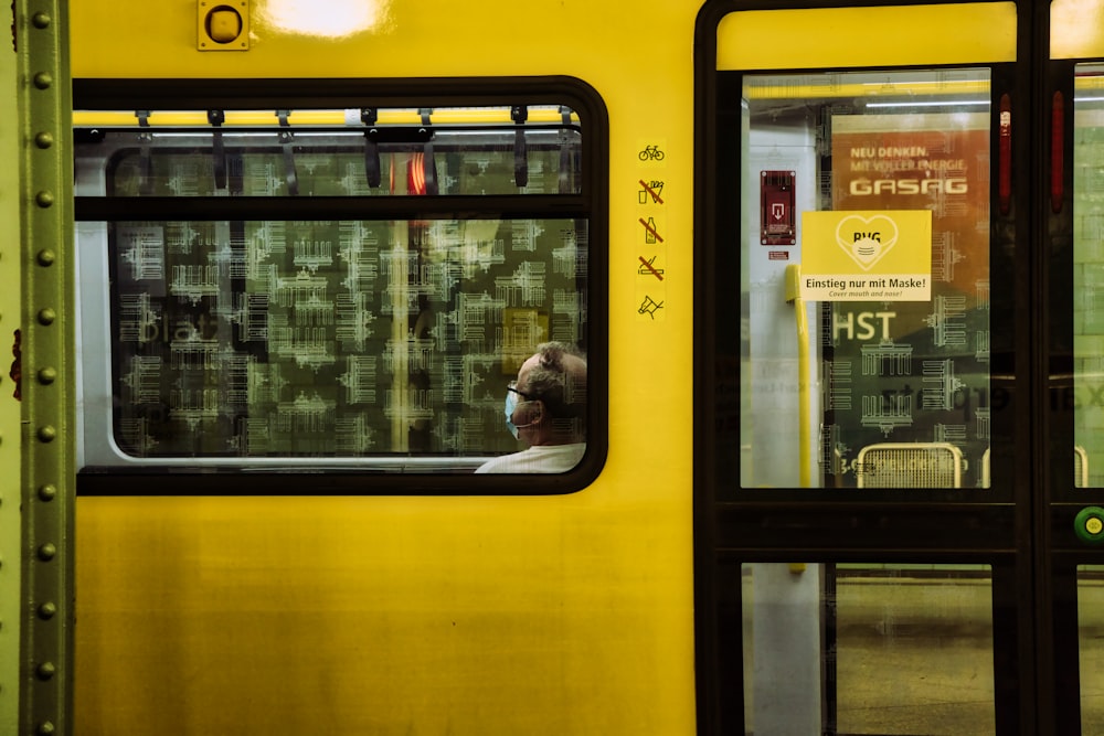 yellow and black train door