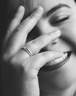 A close-up of a camera capturing a joyful expression.