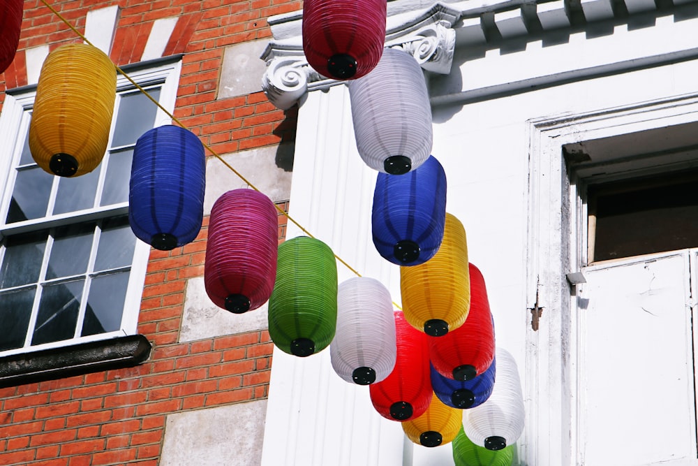 red blue and yellow balloons