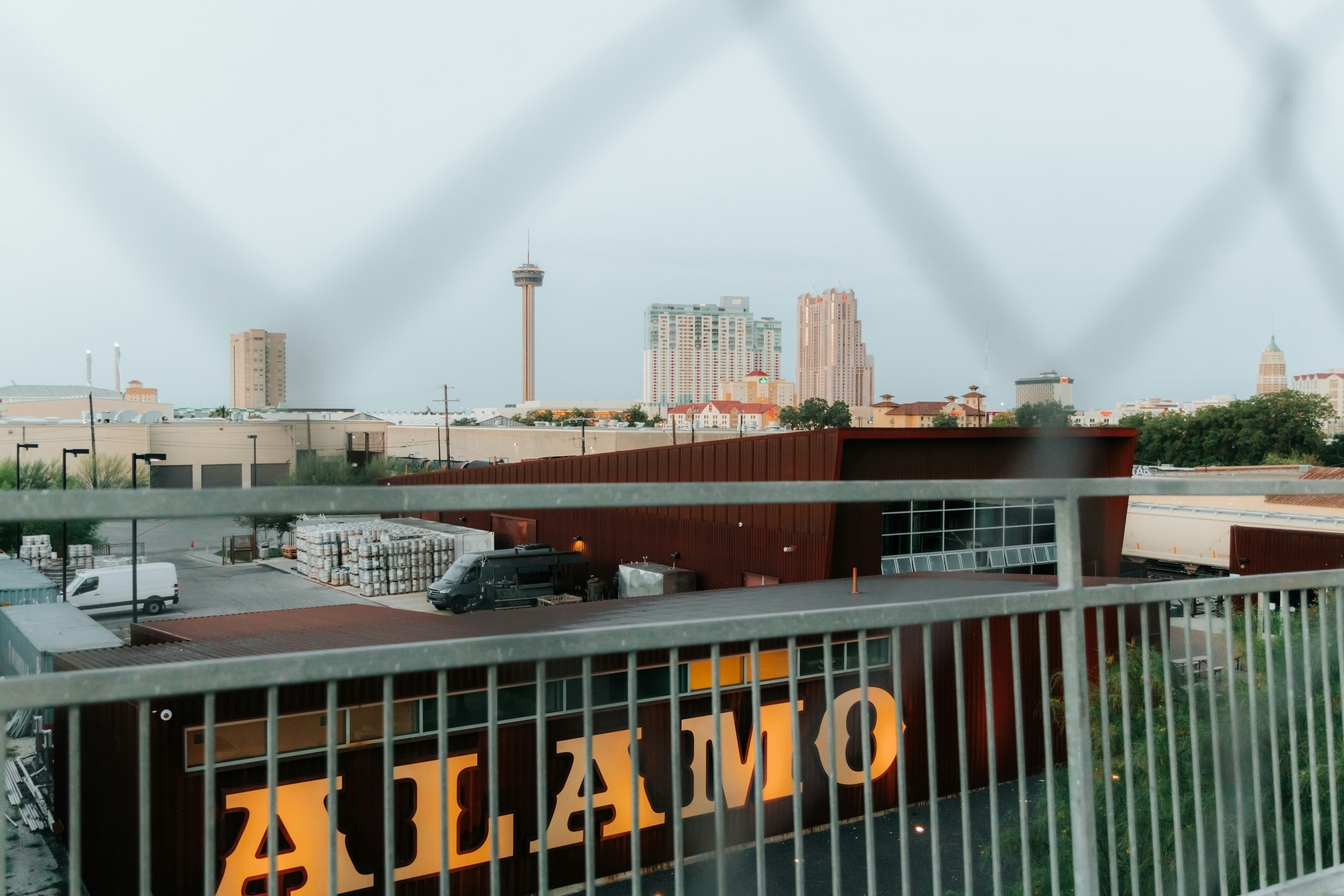 This is photo I took of my hometown, San Antonio, Texas. This was taken at golden hour. It is a beautiful skyline of our tower and well known hotels both Hyatt and Marriott. There was a construction fence that I wanted to get nice and blurry. The Alamo is in San Antonio, Texas.