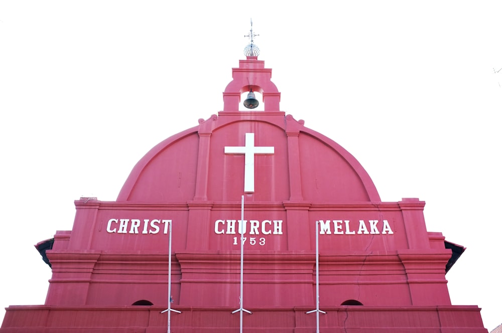 pink and white concrete building