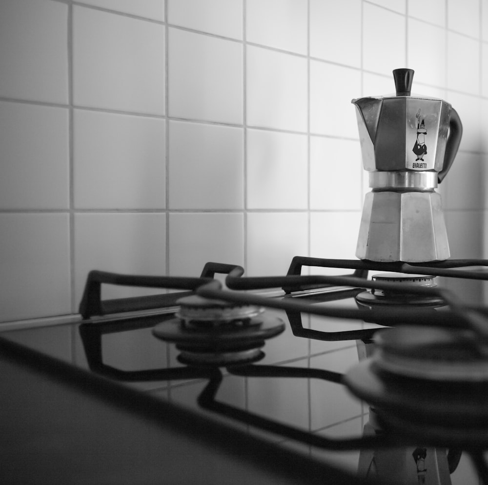 black and silver kettle on stove