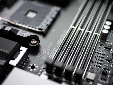 black and silver computer motherboard
