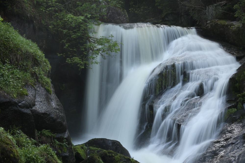 waterfalls in the middle of the forest