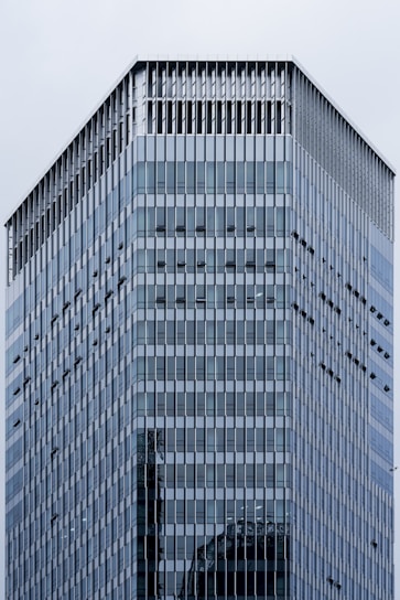 blue and white concrete building