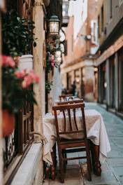 brown wooden chair beside red flowers