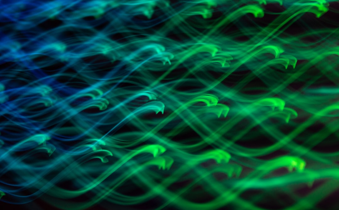 blue and green light digital wallpaper,