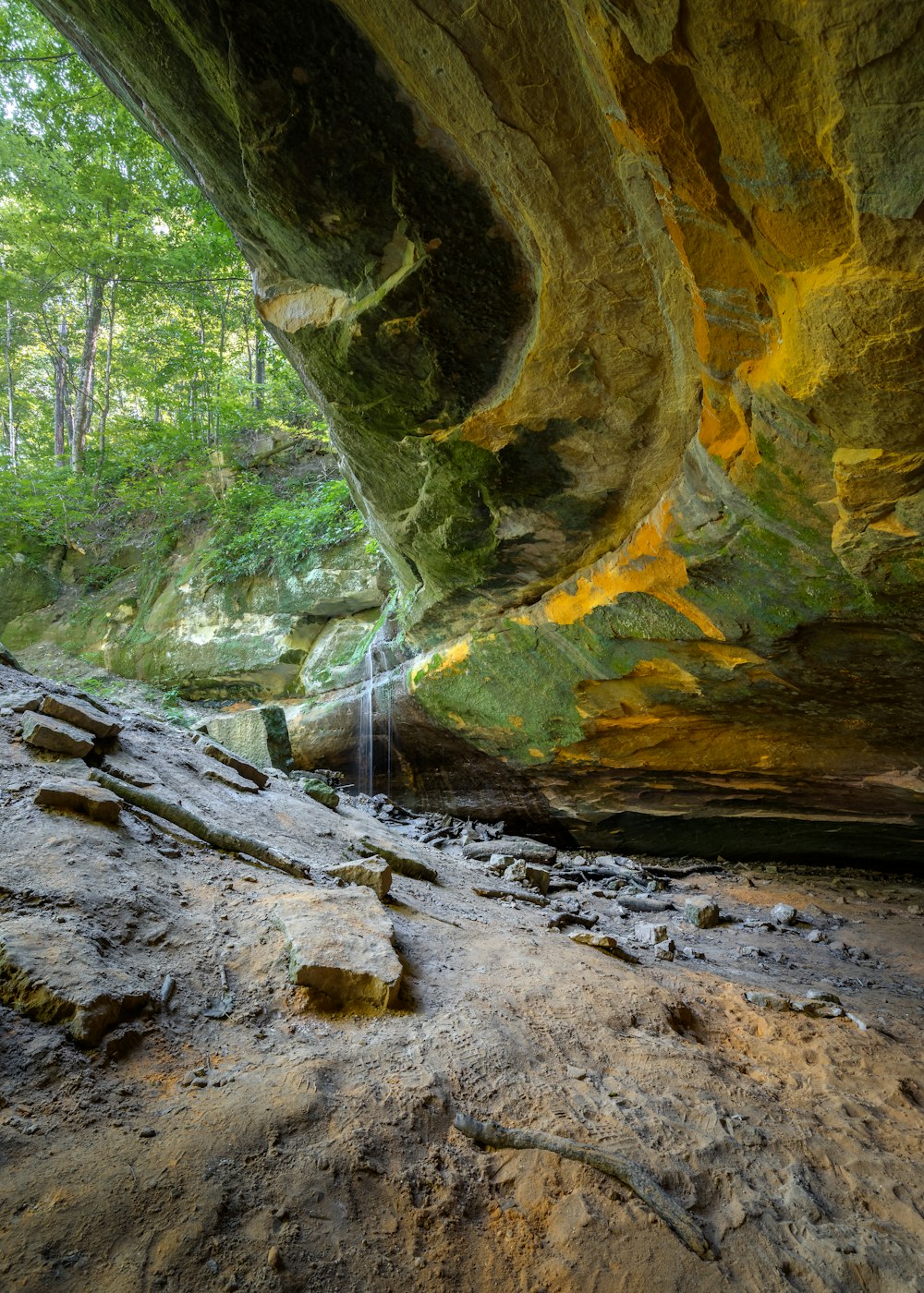 brown and green rock formation