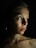 topless woman with blue eyes