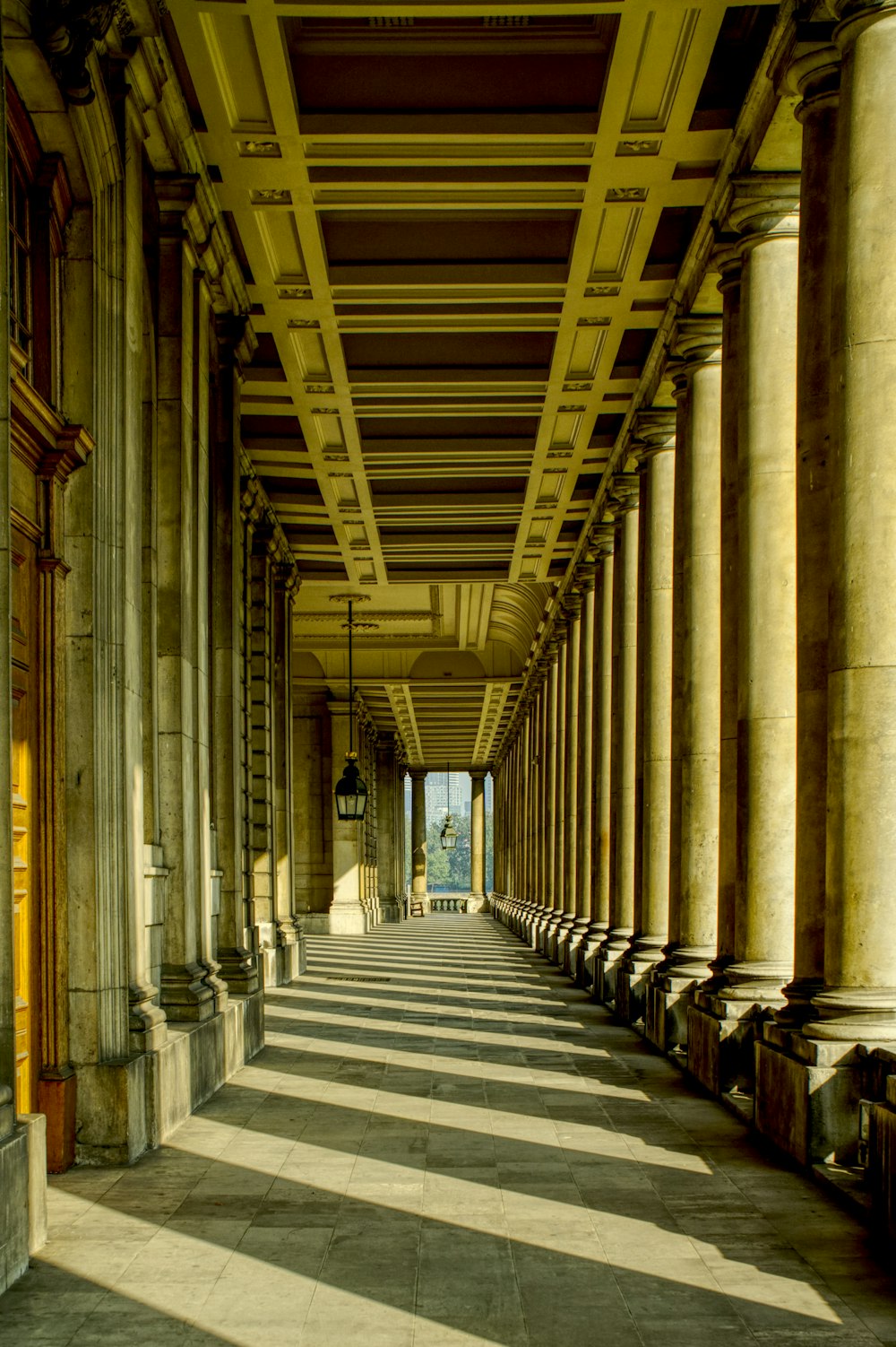 gray concrete hallway with no people