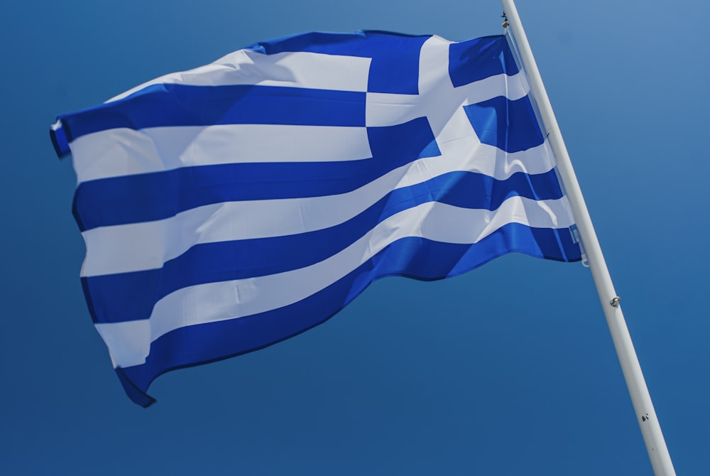 blue and white striped flag